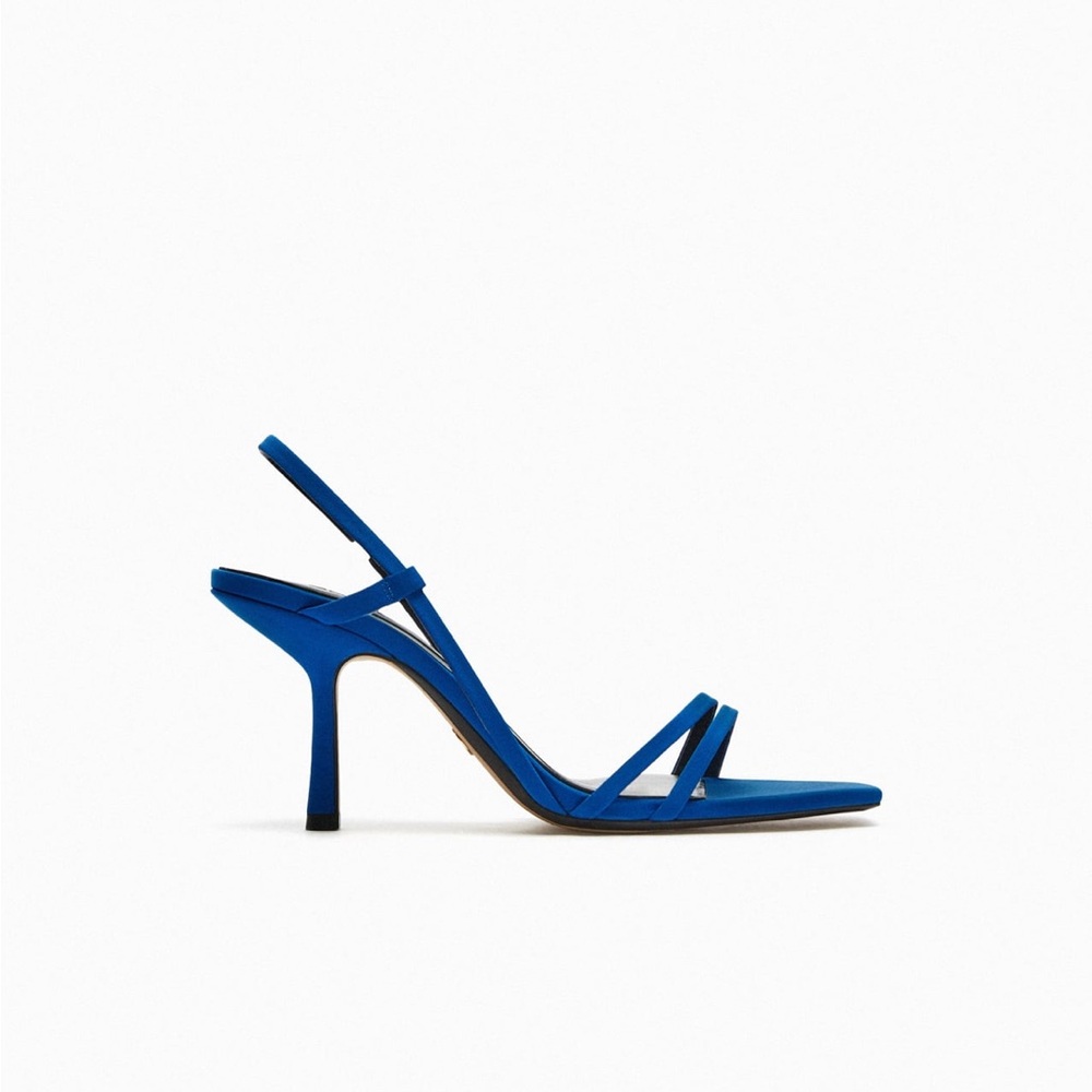 Zara Royal Blue Strappy Slingback Heels - Picture 2 of 8